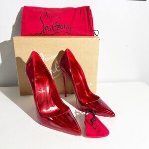 NWT CHRISTIAN LOUBOUTIN Metallic Patent Psychic So Kate 120 Pumps